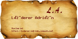 Lóderer Adrián névjegykártya